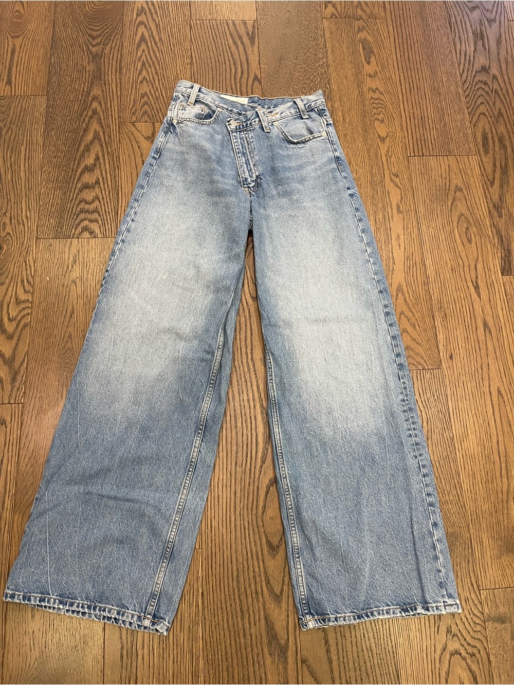 Zara Wide Leg Crossover Front Jeans 4